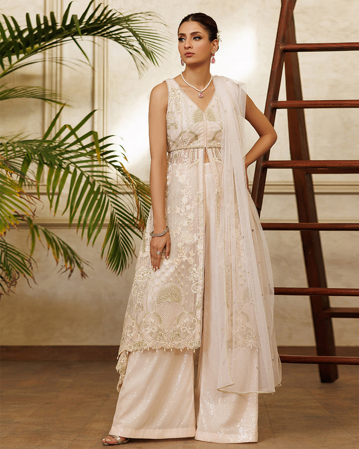 Unstitched Net Embroidered Dress