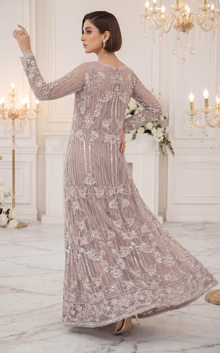 Mauve Glimmer Open-Front Jacket With Maxi dress