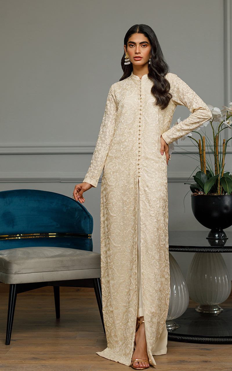 white christmas dresses Chiffon Embroidered Gown – Threads & Motifs