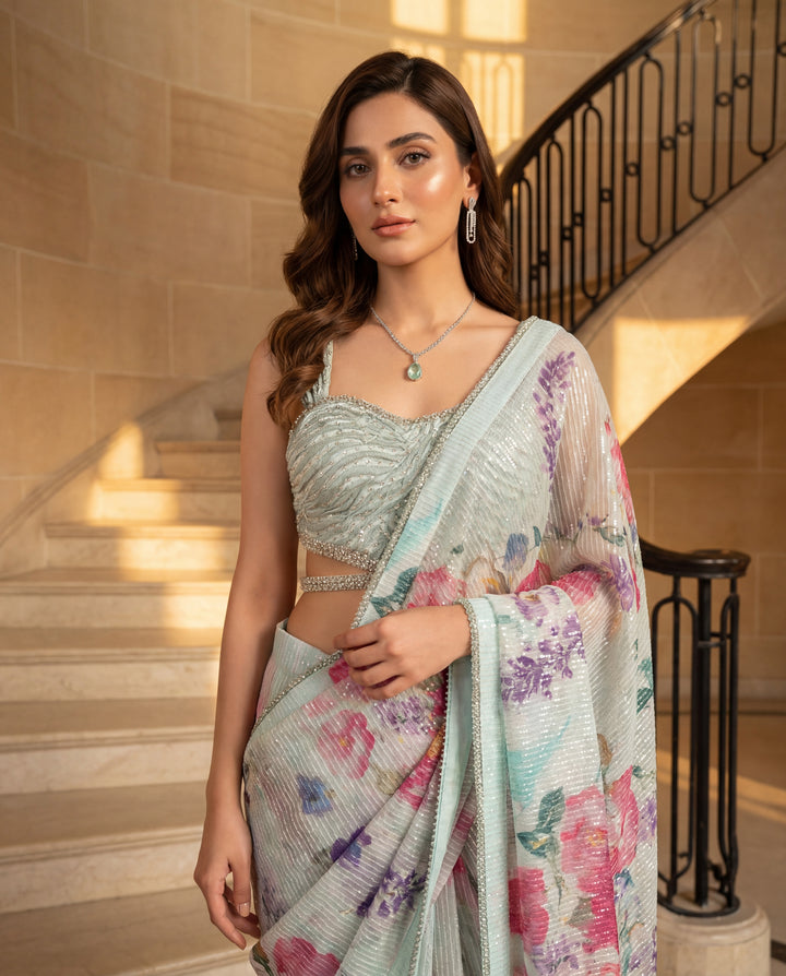 Serene Aqua Saree