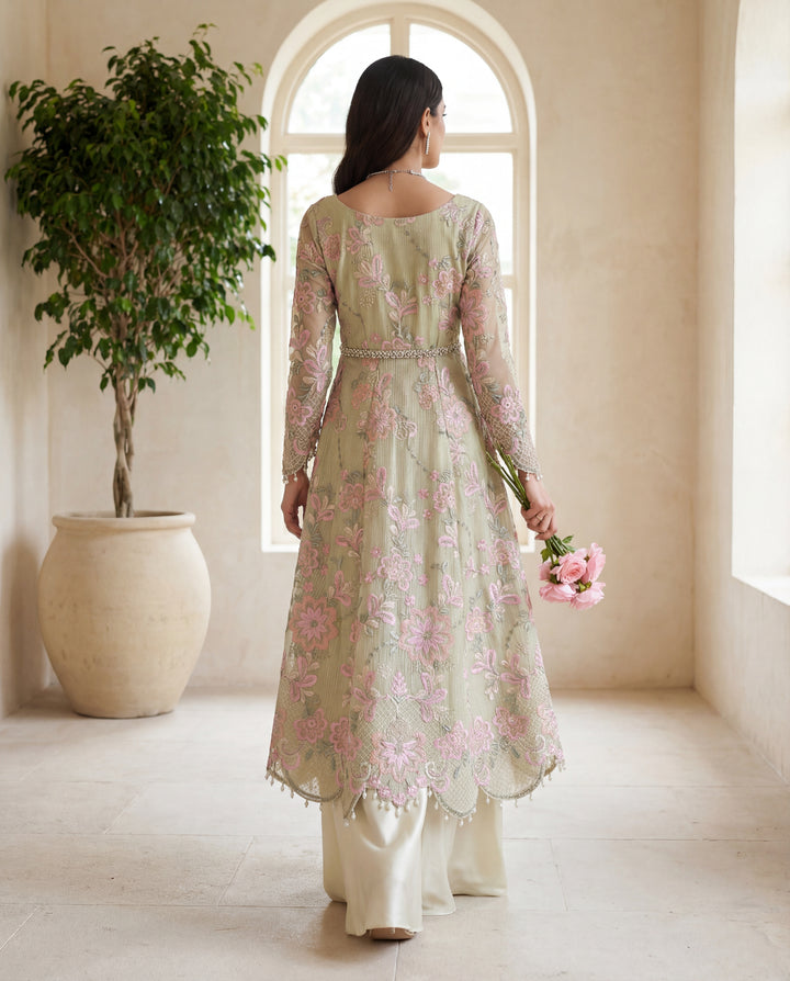 Celadon Blossom Peplum Dhaka Set