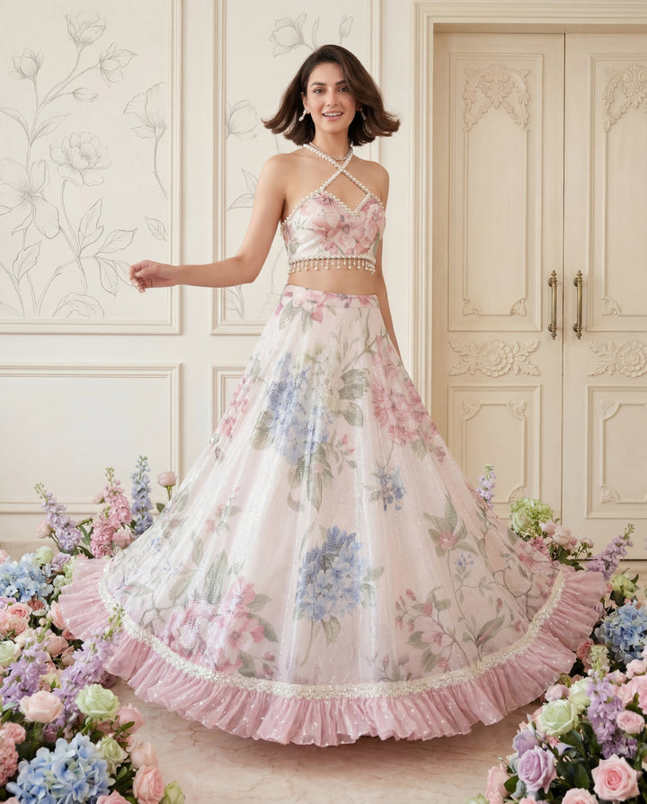 Hydrangea Mist Sequin Lehenga Set
