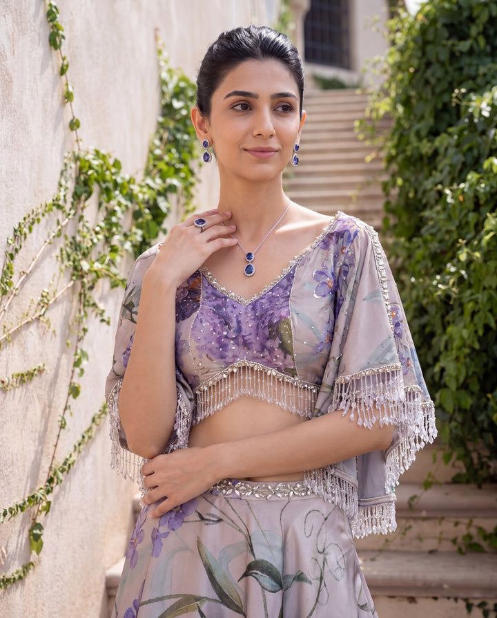 Unstitched Iris Bloom Lehenga Set