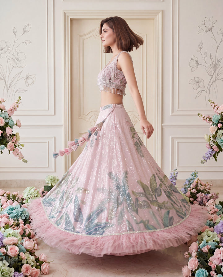 The Blush Radiance Sequin Lehenga Set