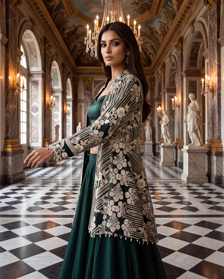 Unstitched The Emerald Regal Jacket Lehenga Set