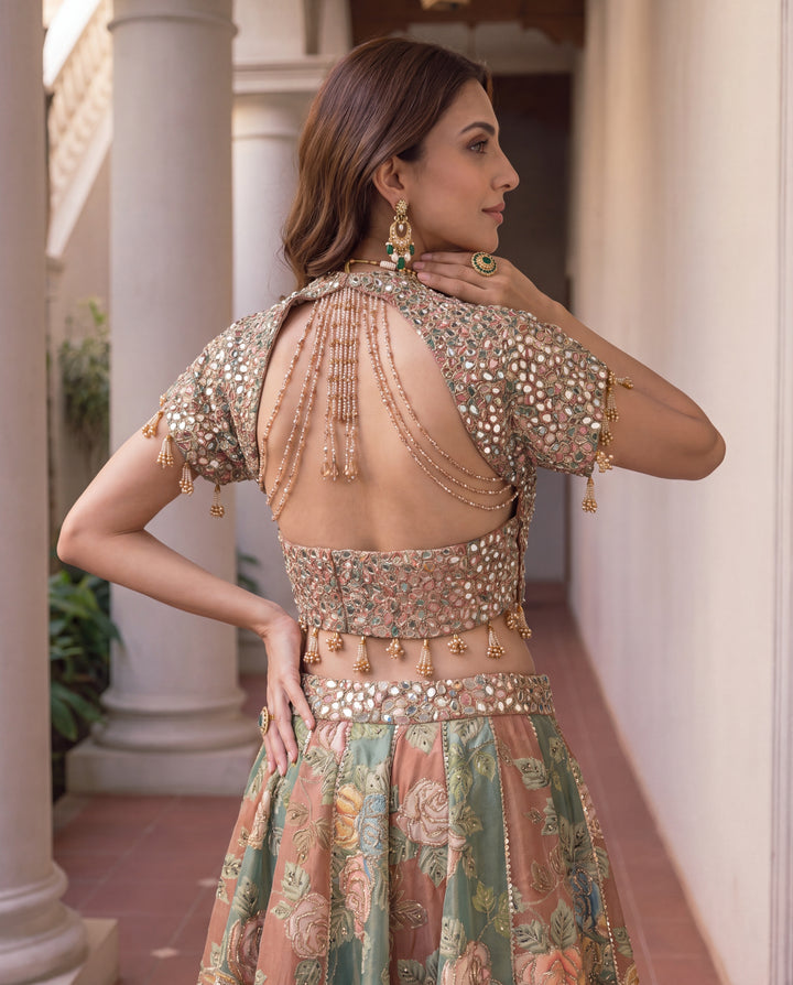 Unstitched Zarnoor Floral Sheesha Lehenga Set