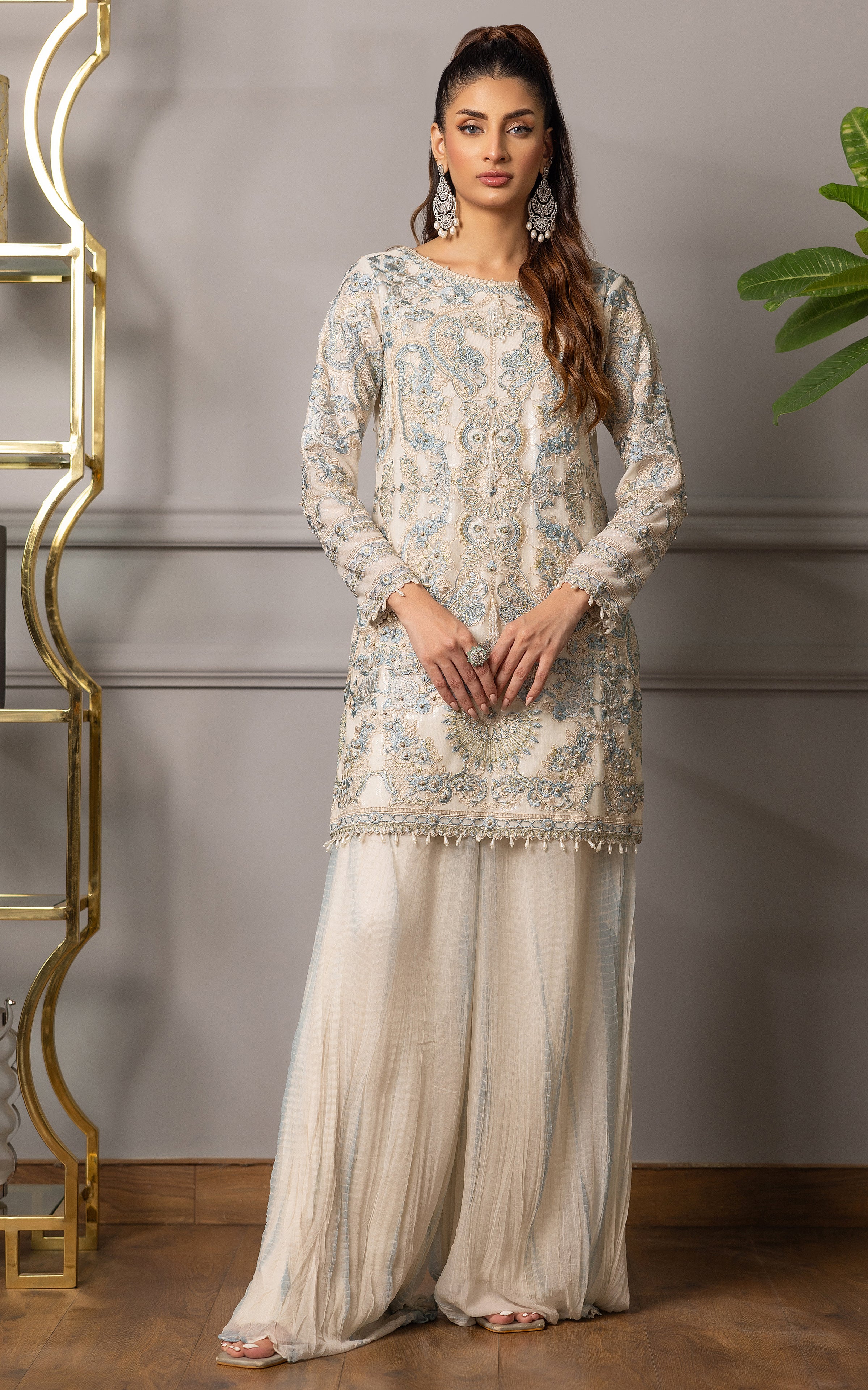 Embroidered Shirt With Gharara