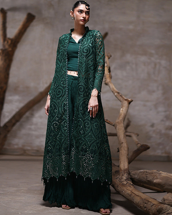 Organza Jacket With Crushed Trouser