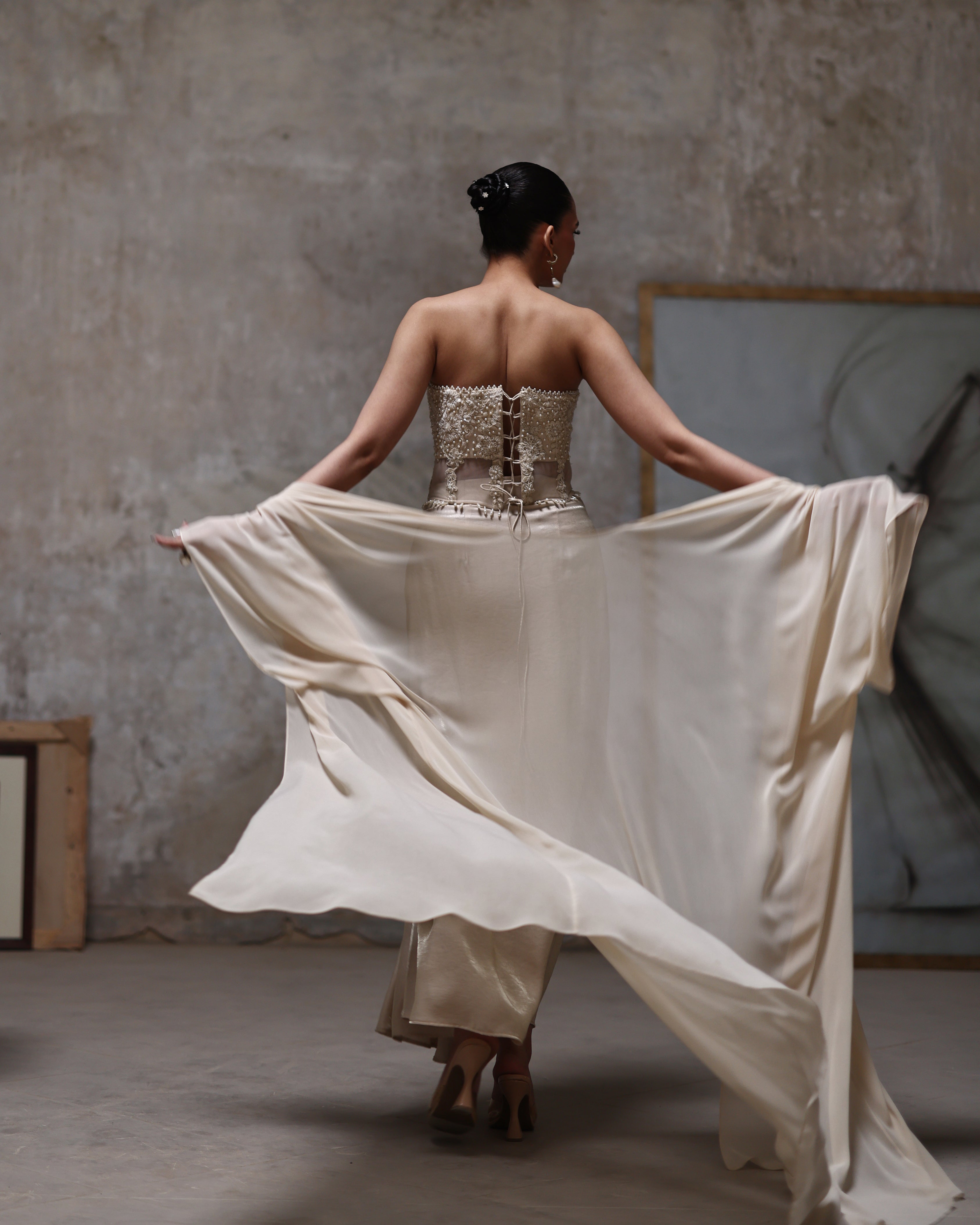 Unstitched Ivory Seraph Cape Set
