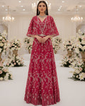 Ruby Rosette Cape Lehenga