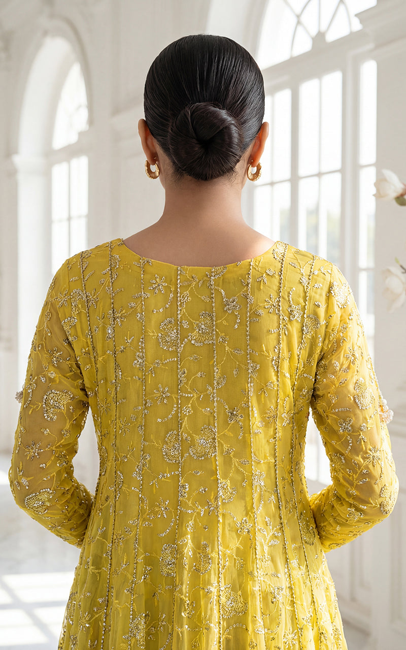 EMBROIDERD DRESS WITH GHARARA TROUSER