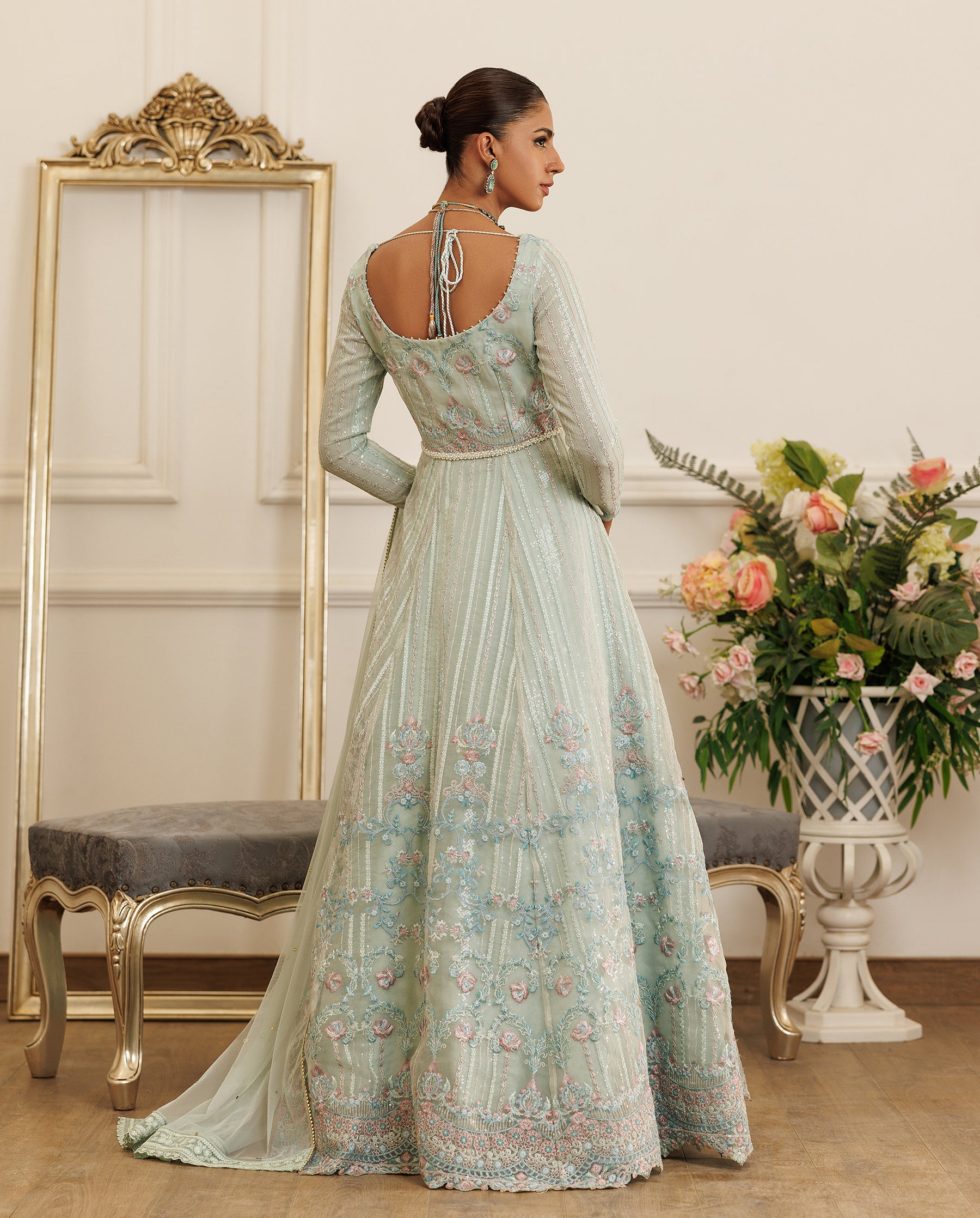 Unstitched Pearl Eclat Organza Embroidered Maxi