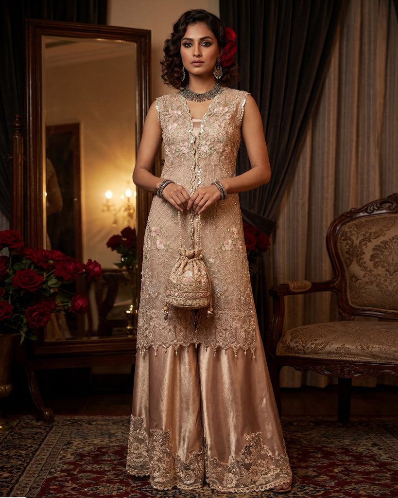 Champagne Gold Dhaka Set