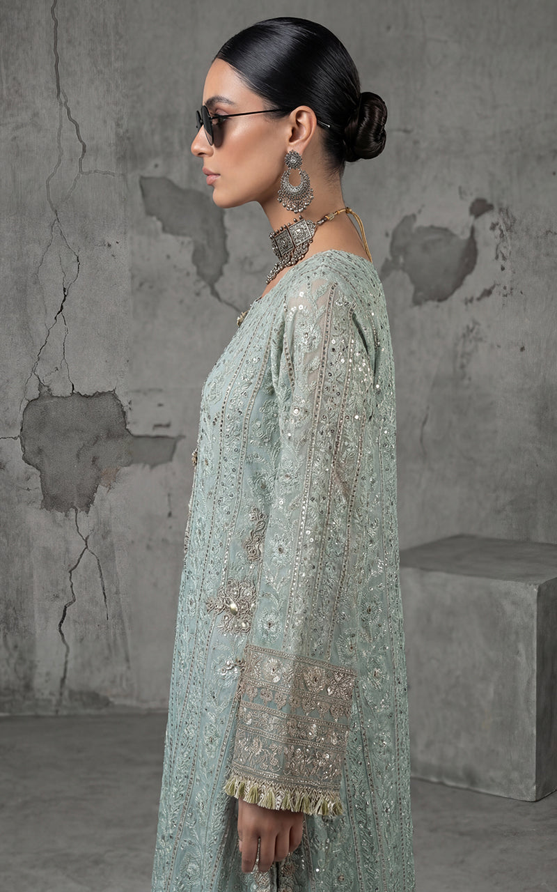 Embroidered Dress With Trouser And Dupatta