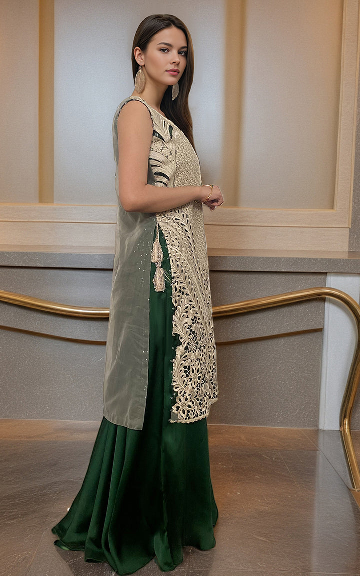 Embroidered Jacket With Skirt