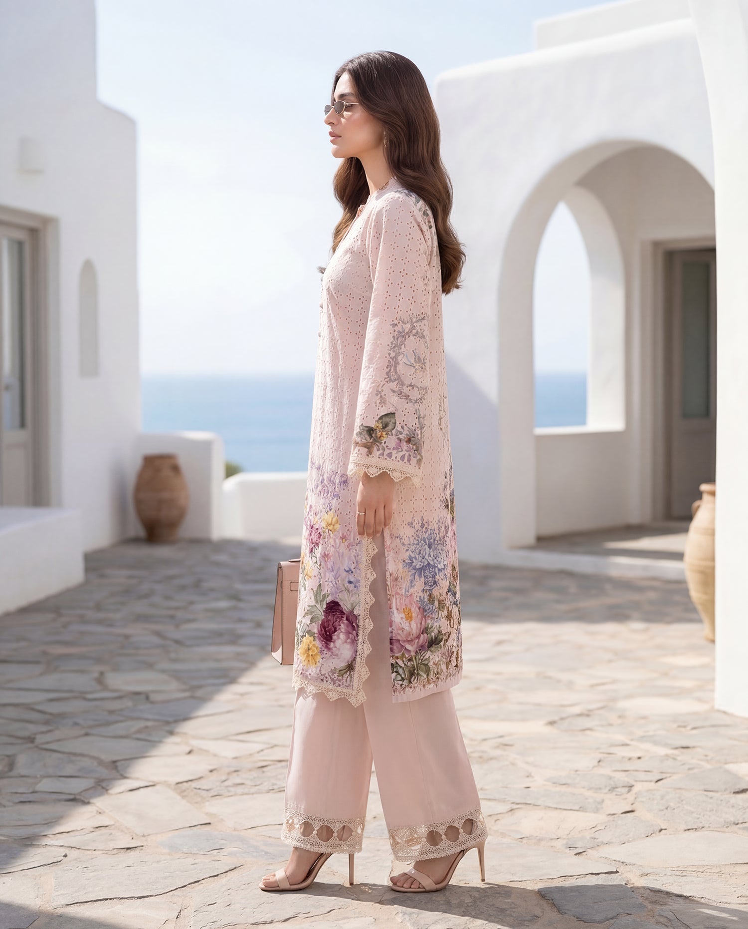 Summer Blush Floral Eyelet Set (RTW 2PC)