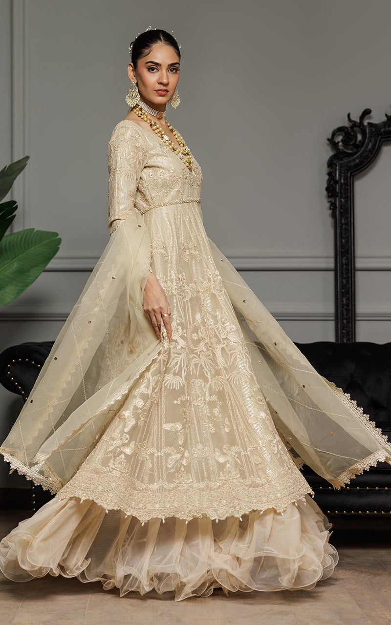 Unstitched Net Embroidered Maxi
