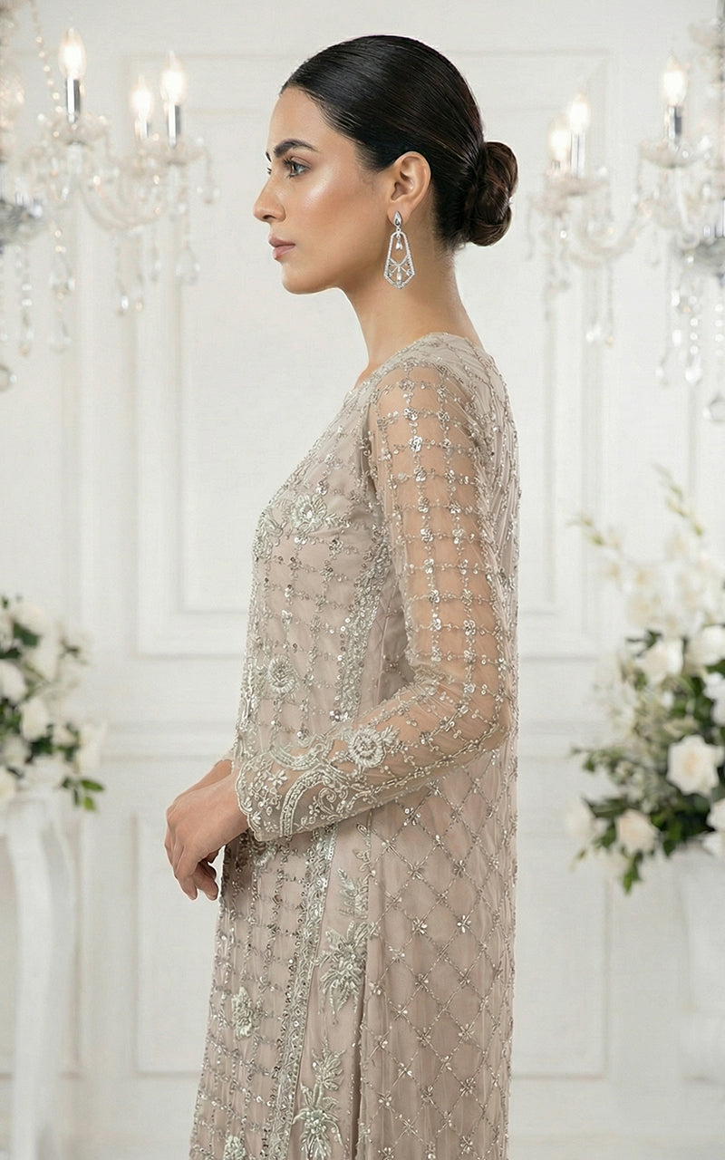 Net Embroidered Jacket With Trouser