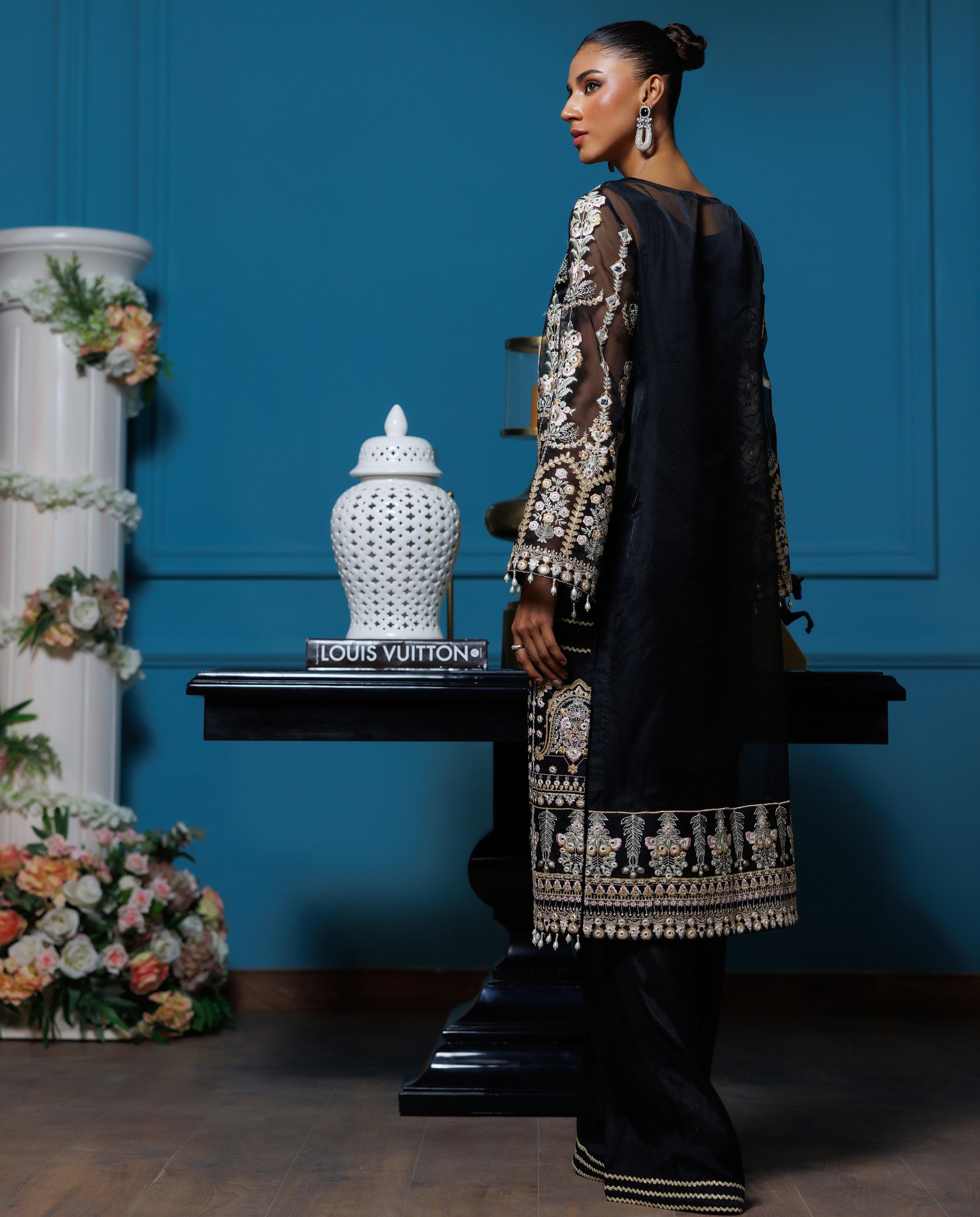Unstitched Organza Embroidered Jacket