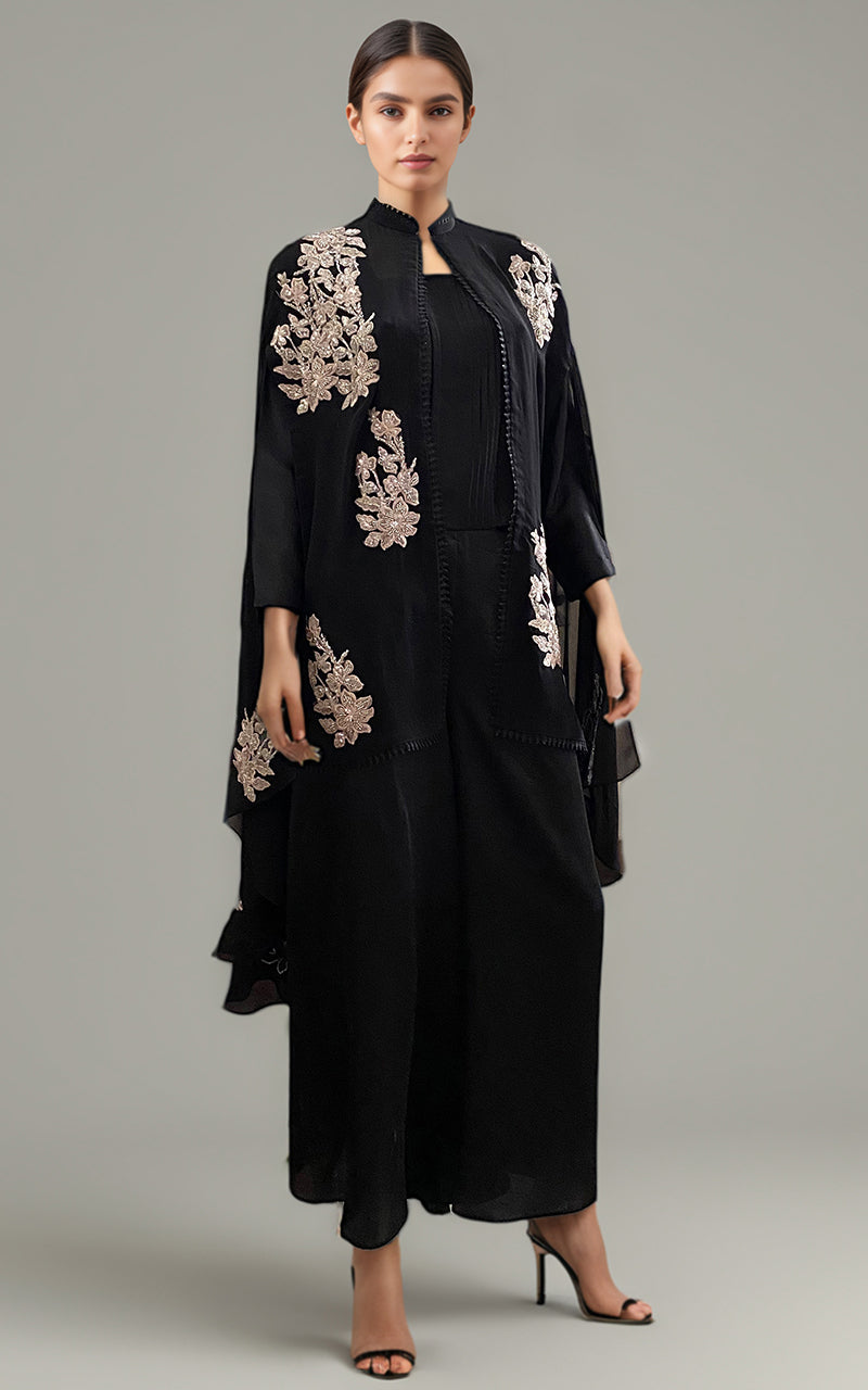 Embroidered Cape With Trouser