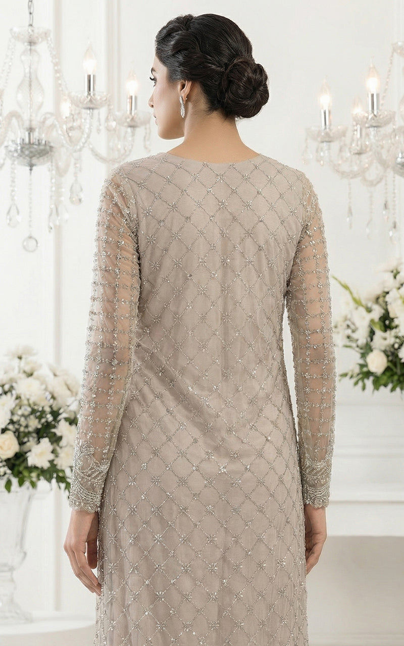 Net Embroidered Jacket With Trouser