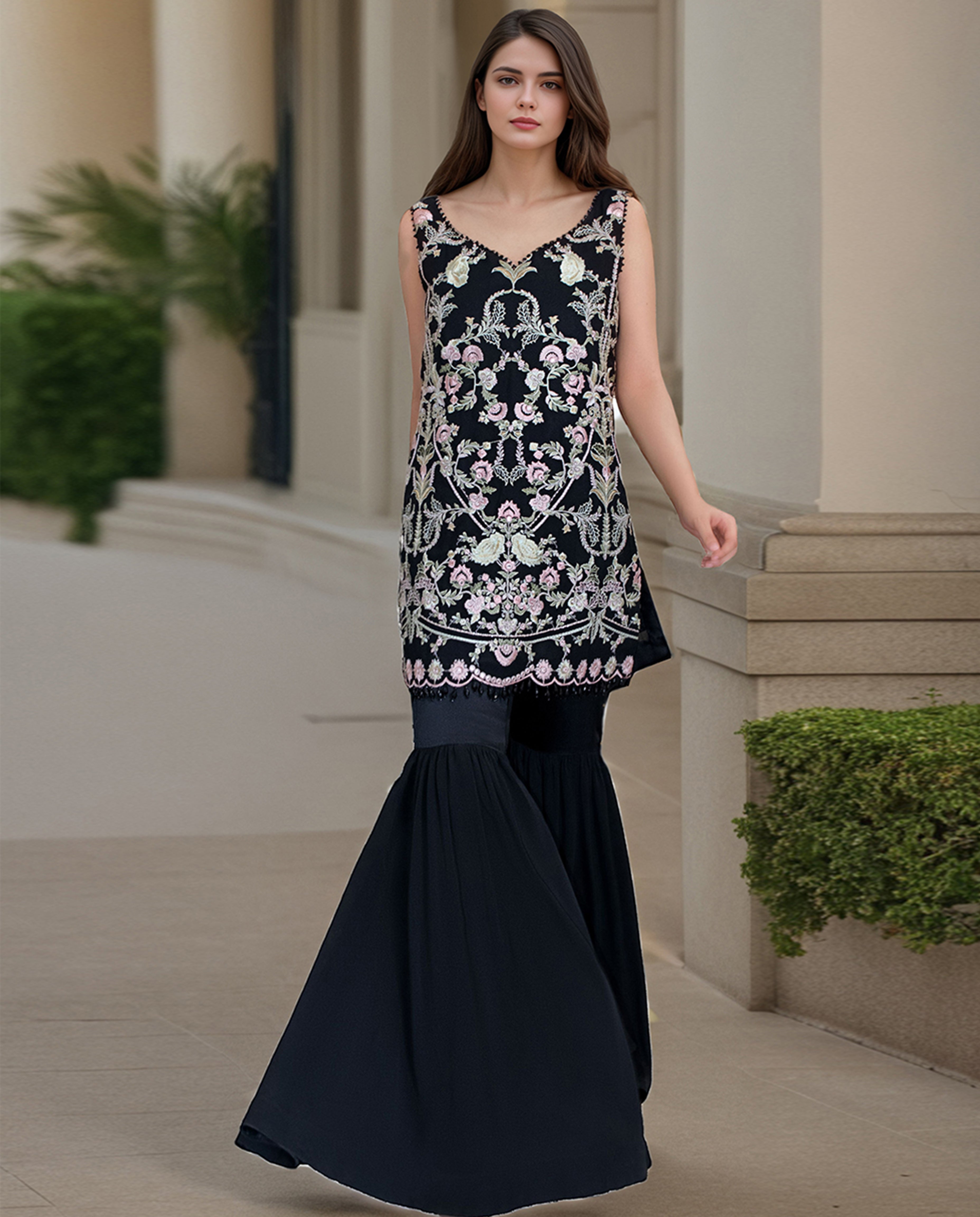 Chiffon Embroidered Shirt