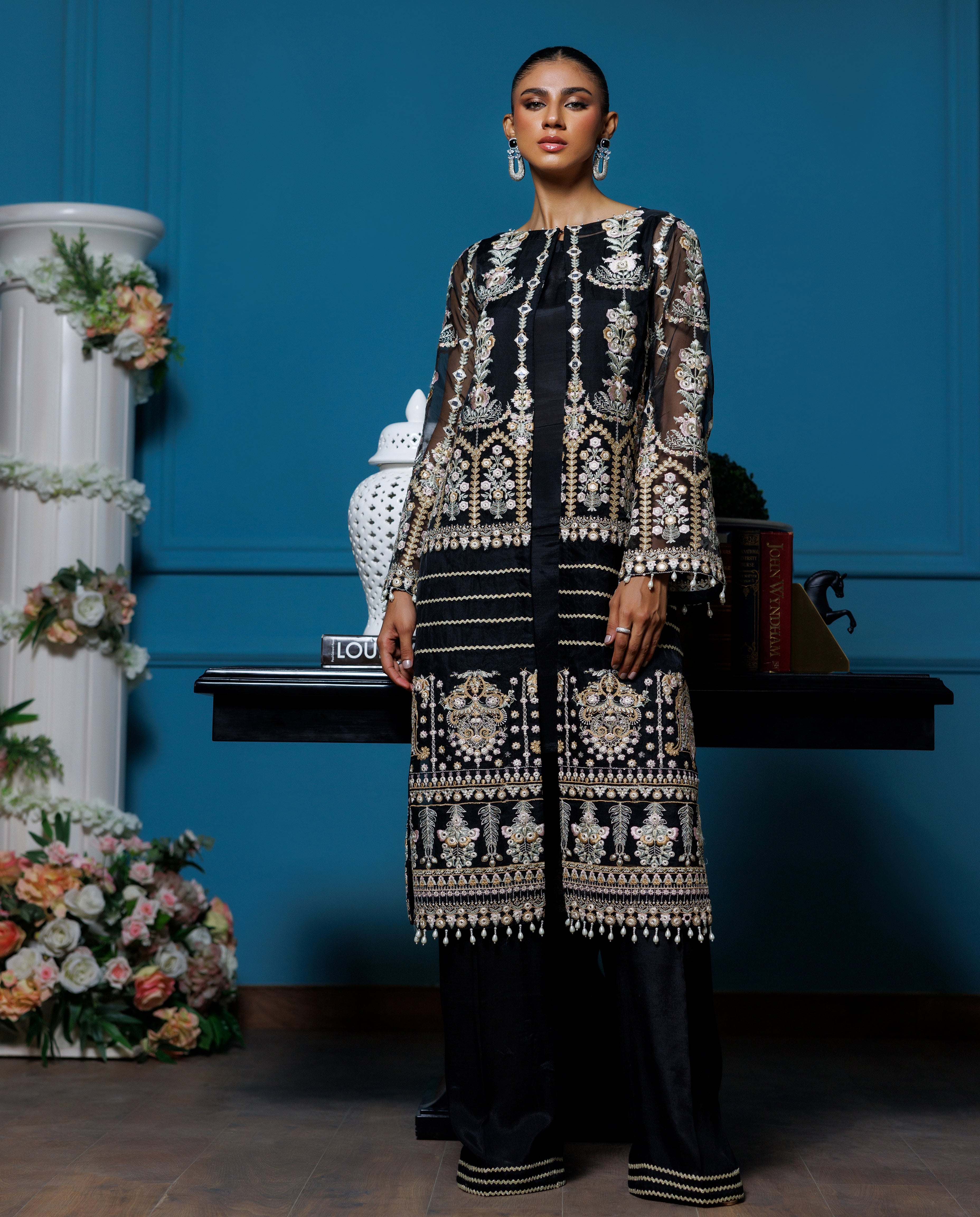 Unstitched Organza Embroidered Jacket