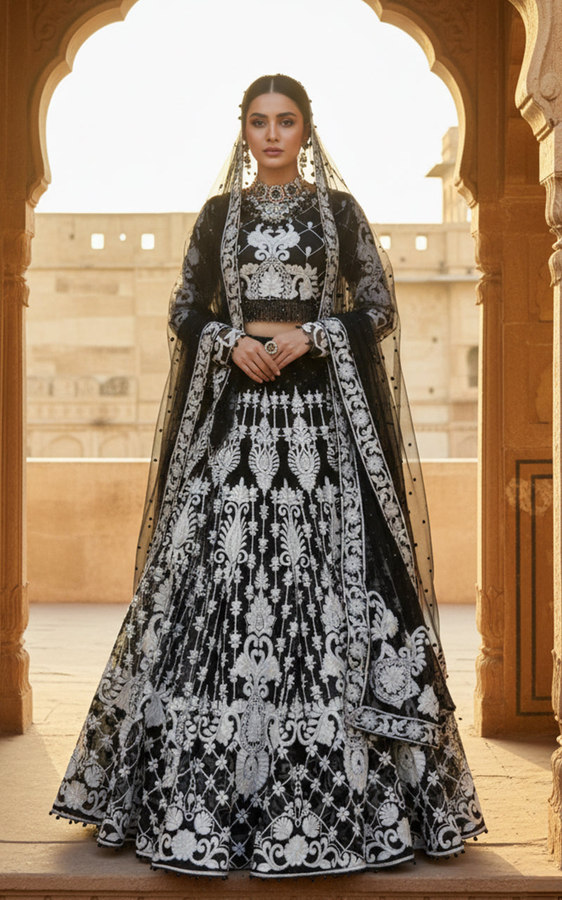 Embroidered Blouse & Lehenga with Dupatta