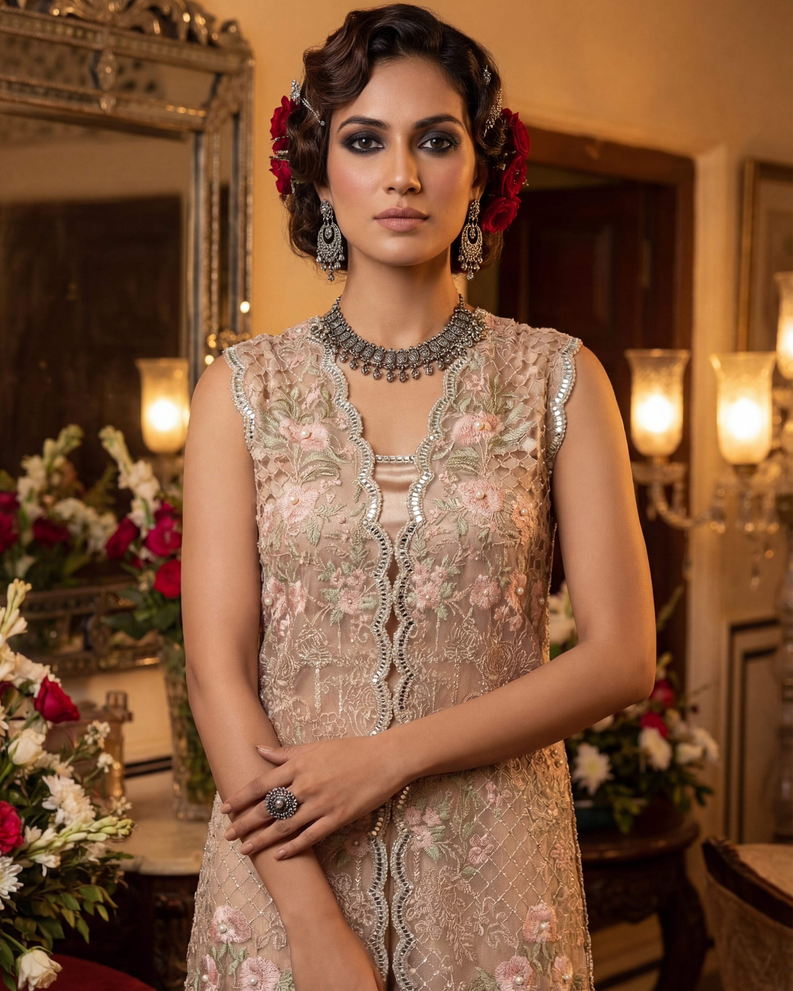 Champagne Gold Dhaka Set