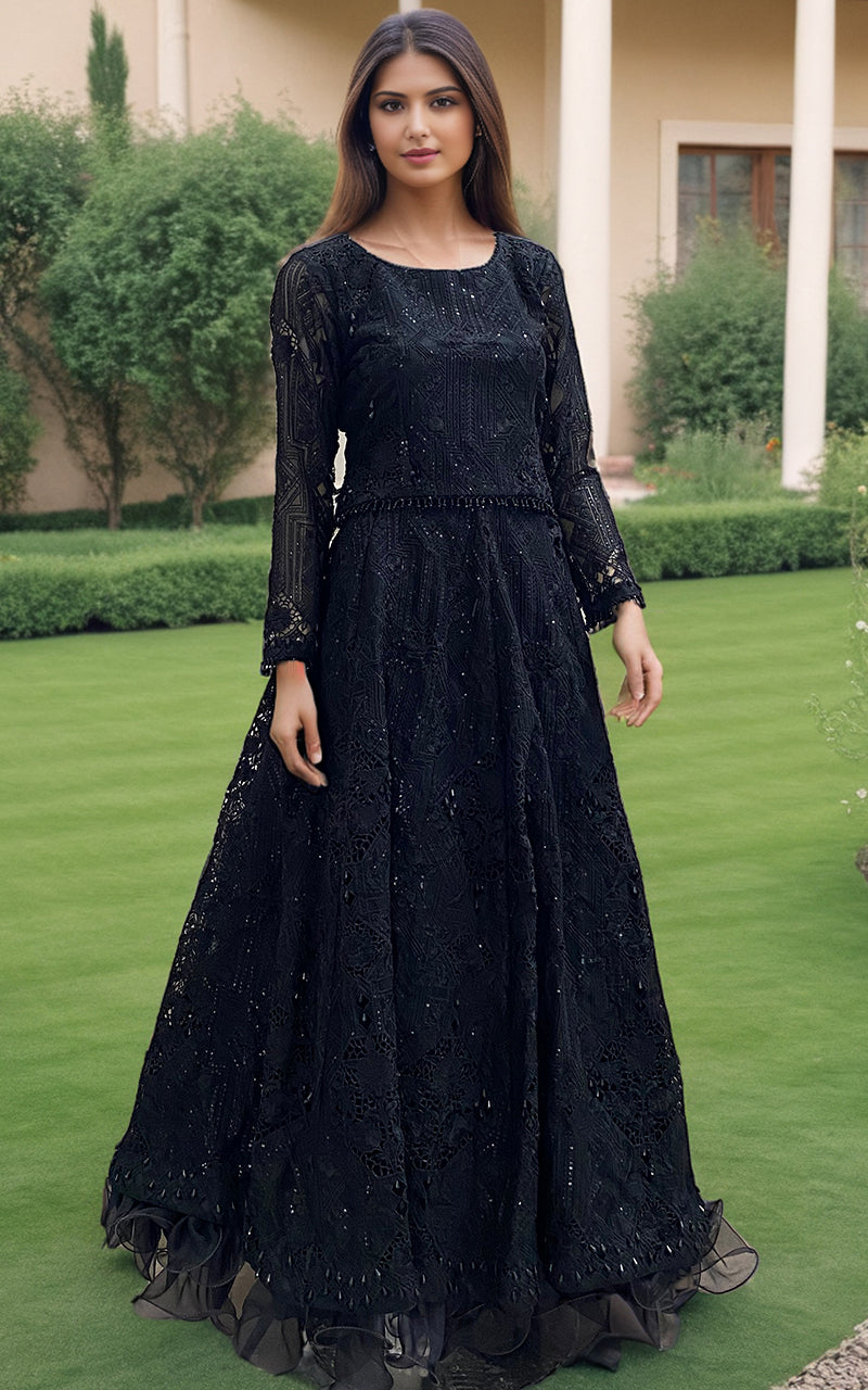 ORGANZA EMBROIDERED BLOUSE WITH EMBROIDERED LEHENGA