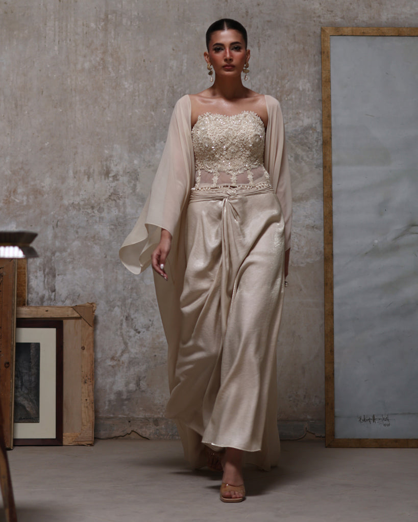 Unstitched Ivory Seraph Cape Set