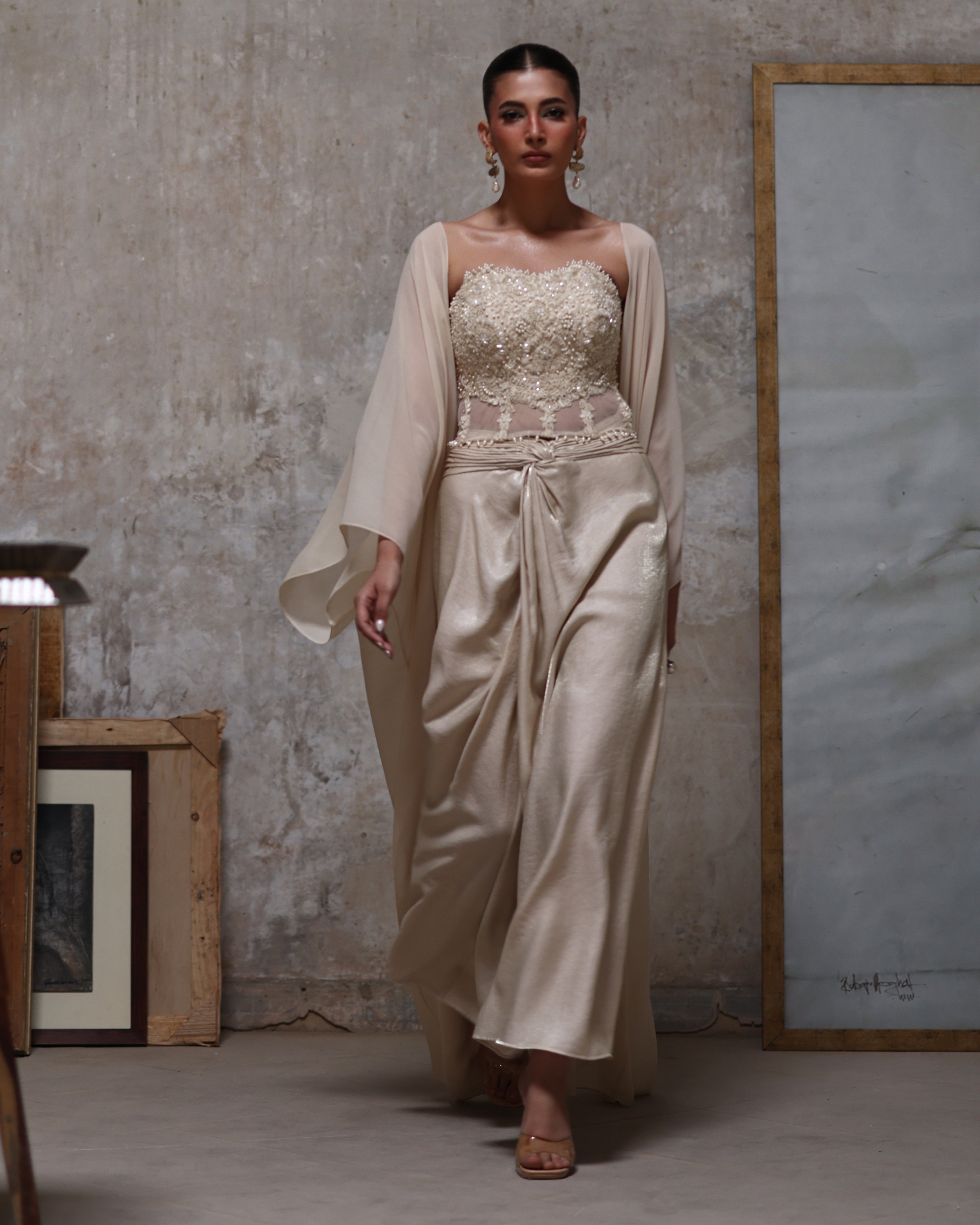 Unstitched Ivory Seraph Cape Set