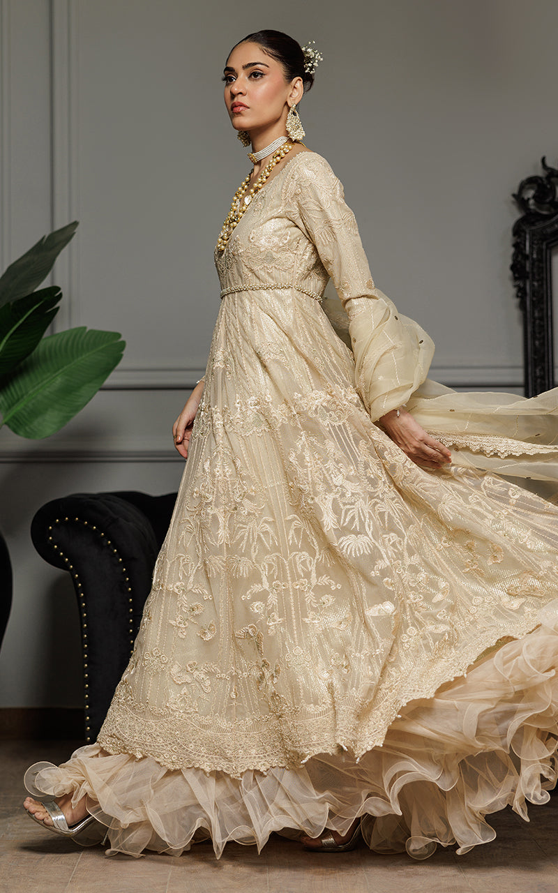 Unstitched Net Embroidered Maxi