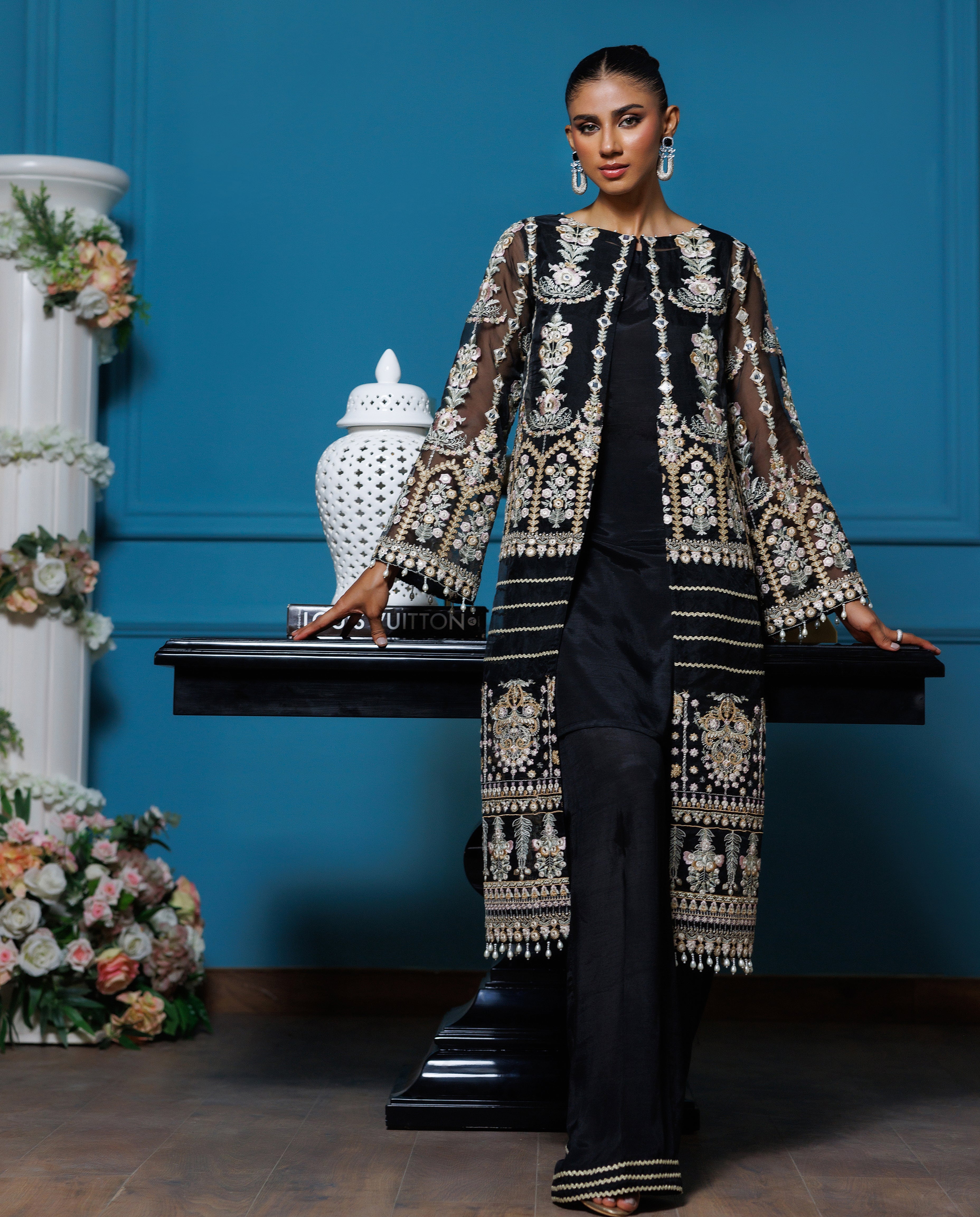 Unstitched Organza Embroidered Jacket