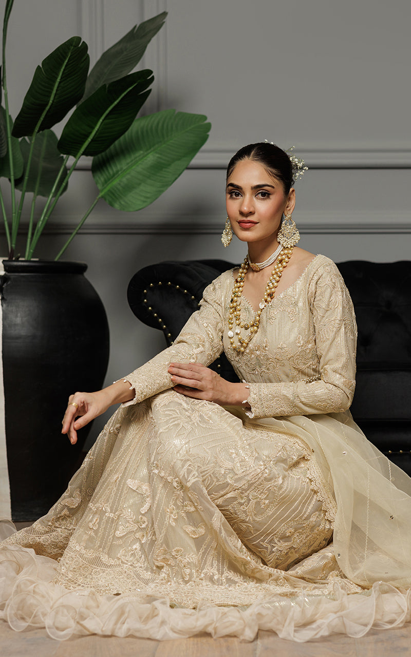 Unstitched Net Embroidered Maxi