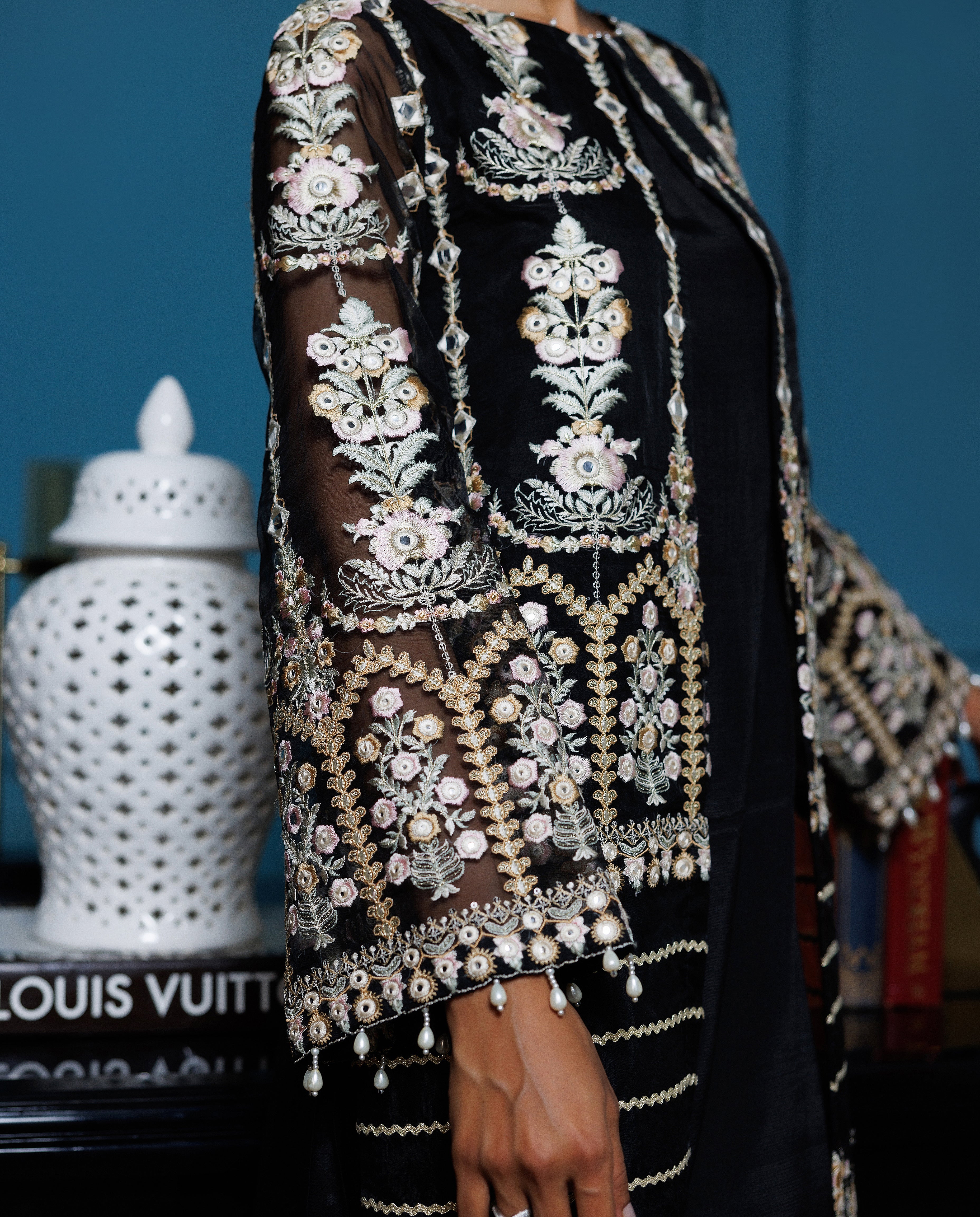 Unstitched Organza Embroidered Jacket