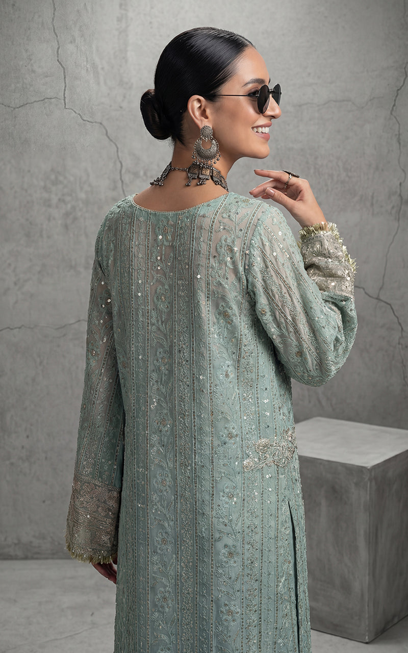 Embroidered Dress With Trouser And Dupatta