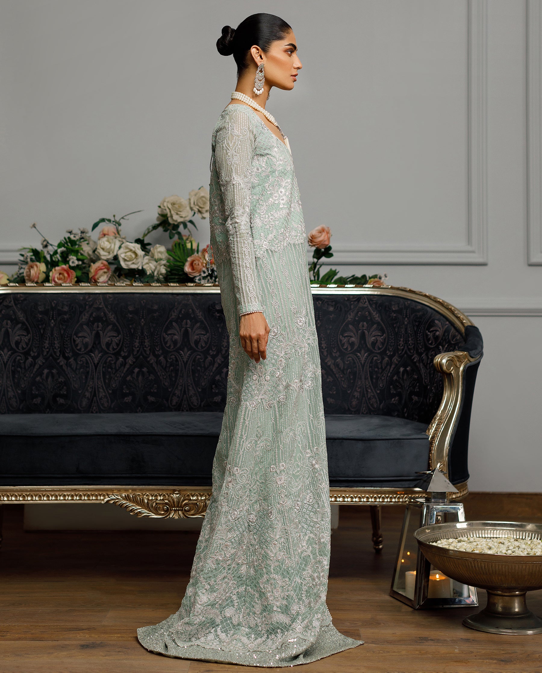 Unstitched Chiffon Embroidered Dress
