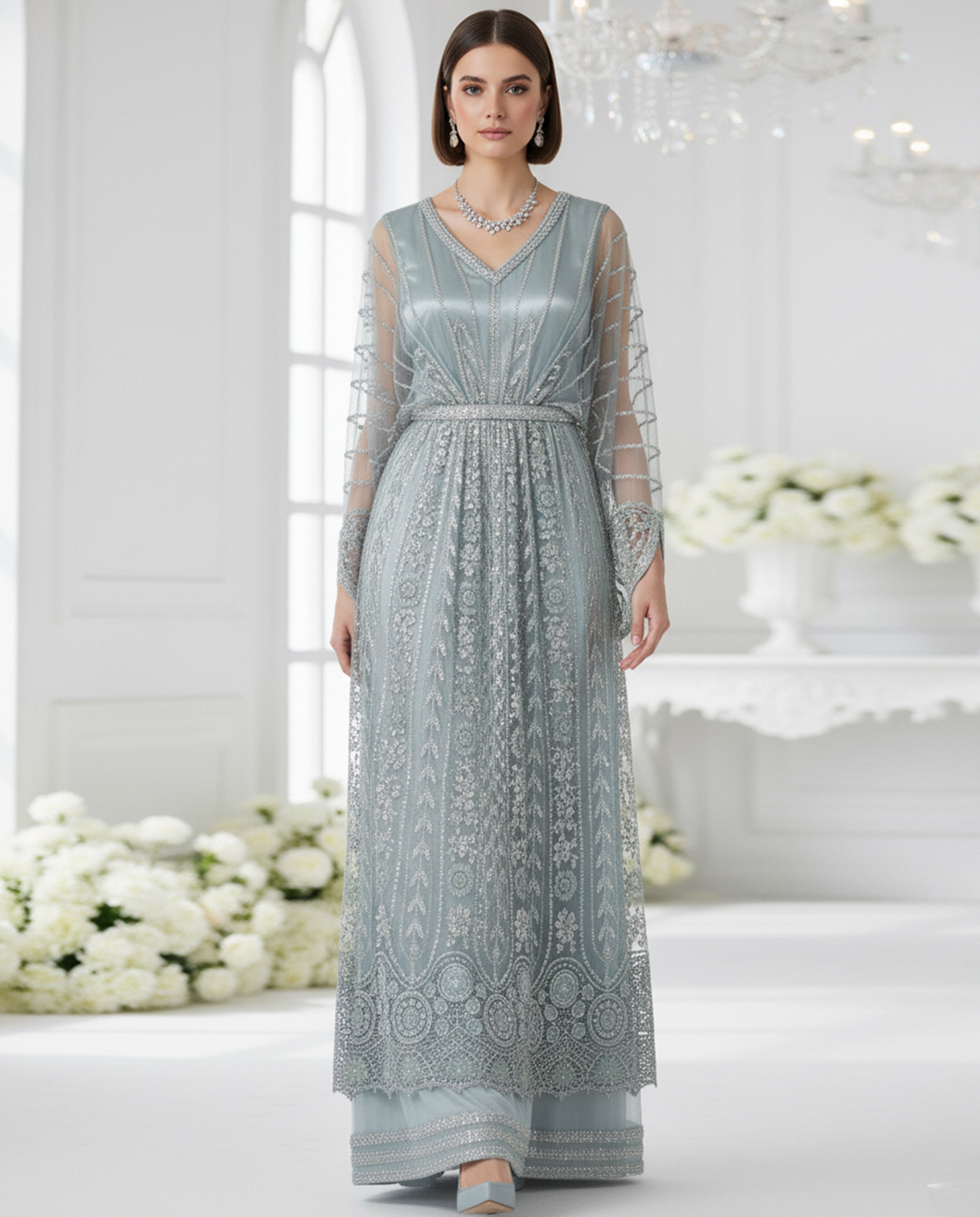 Unstitched Celeste Mist Kaftan
