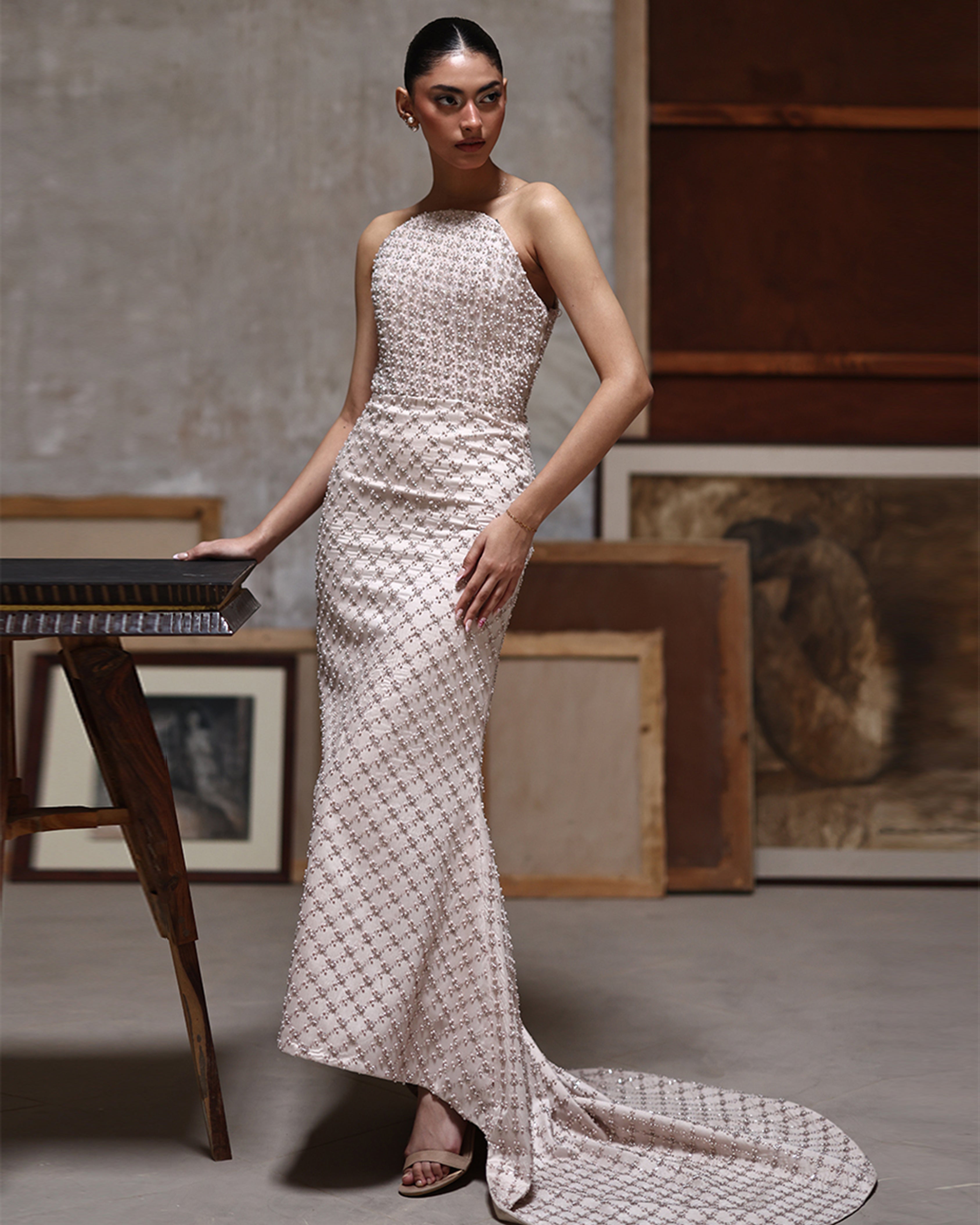 Net Embroidered Dress