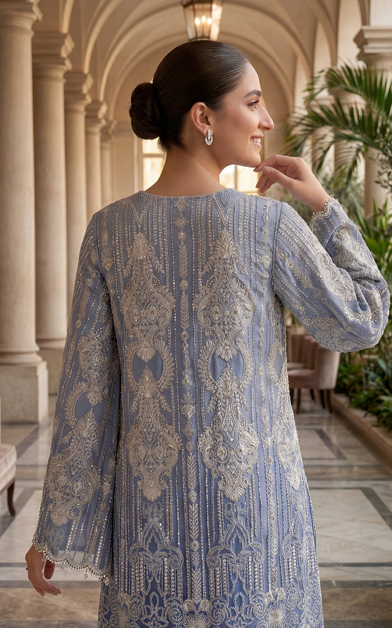 Unstitched Blue Ombre Embroidered Set