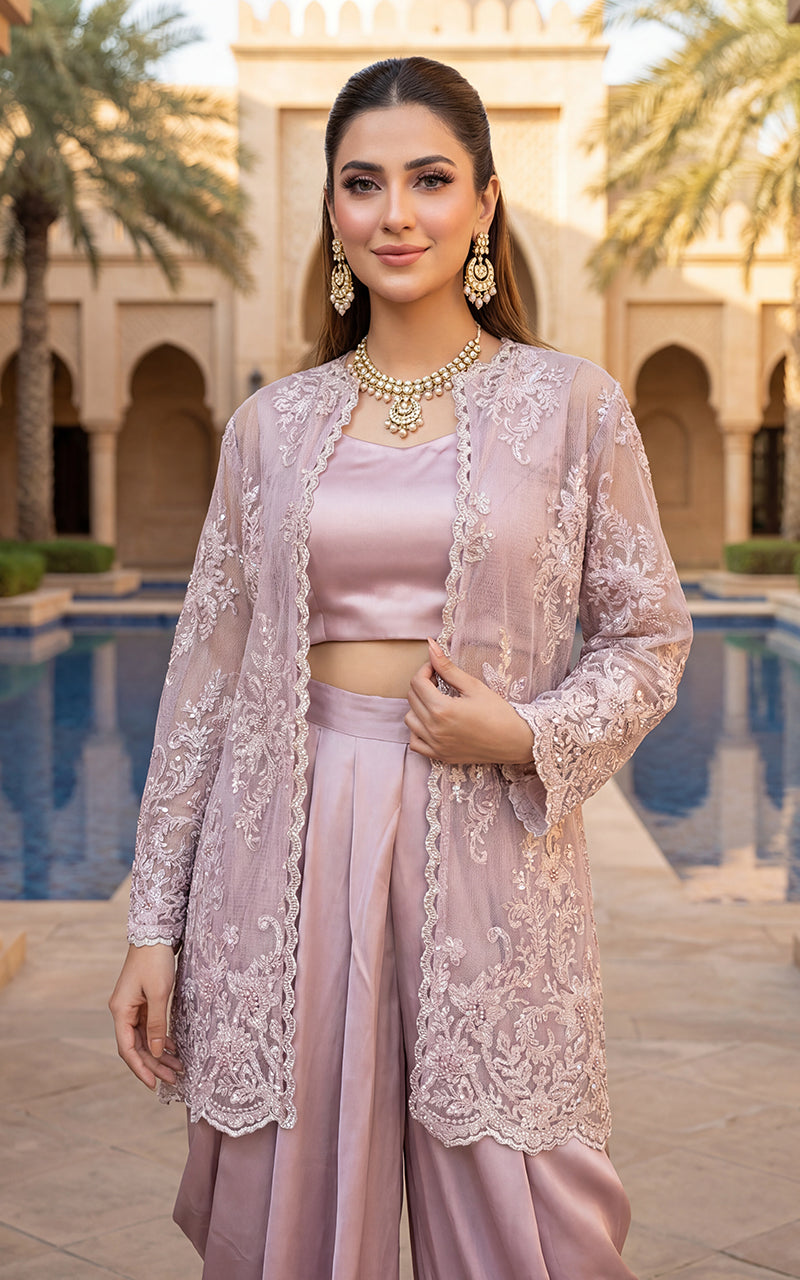 Embroidered Jacket With Inner and Skirt