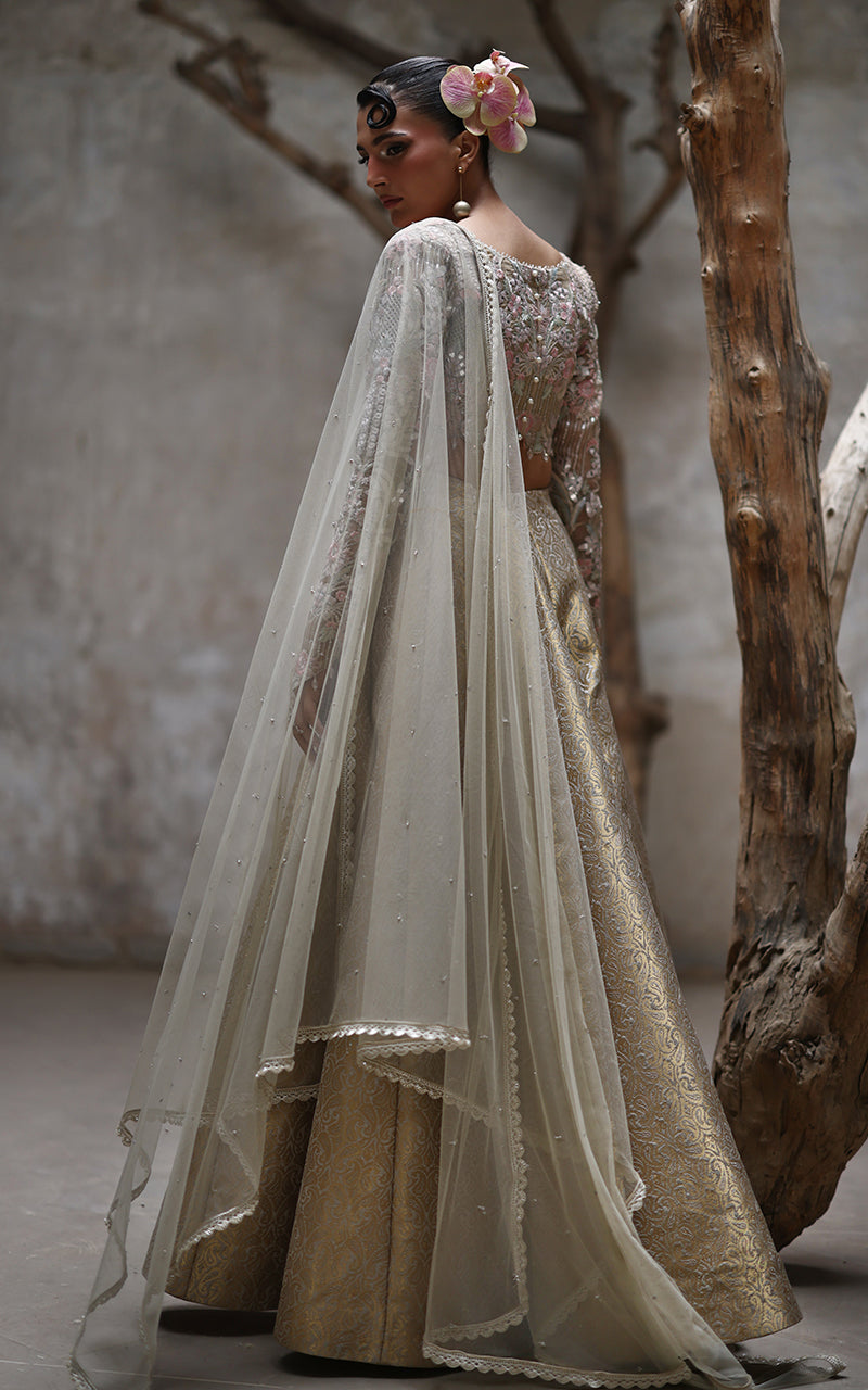 Organza Embroidered Blouse With Lehenga