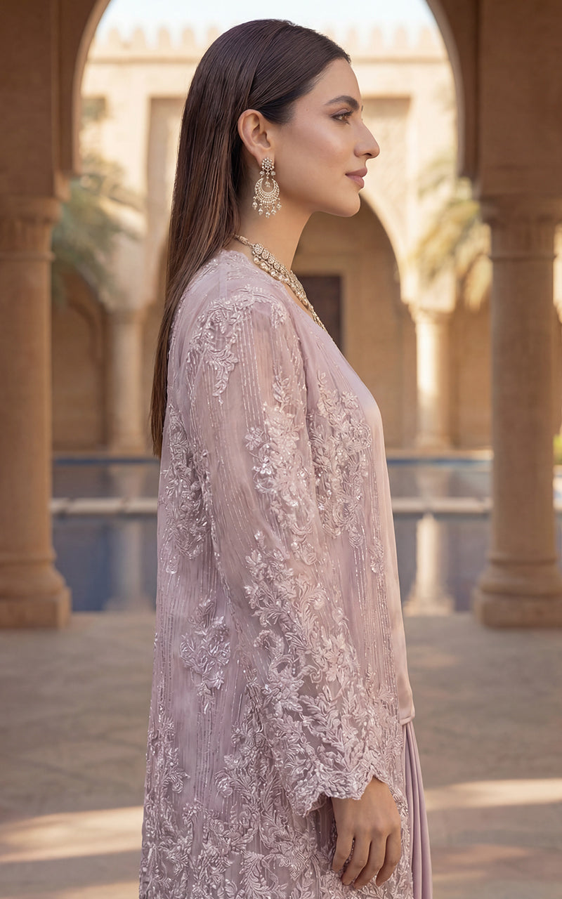 Embroidered Jacket With Inner and Skirt