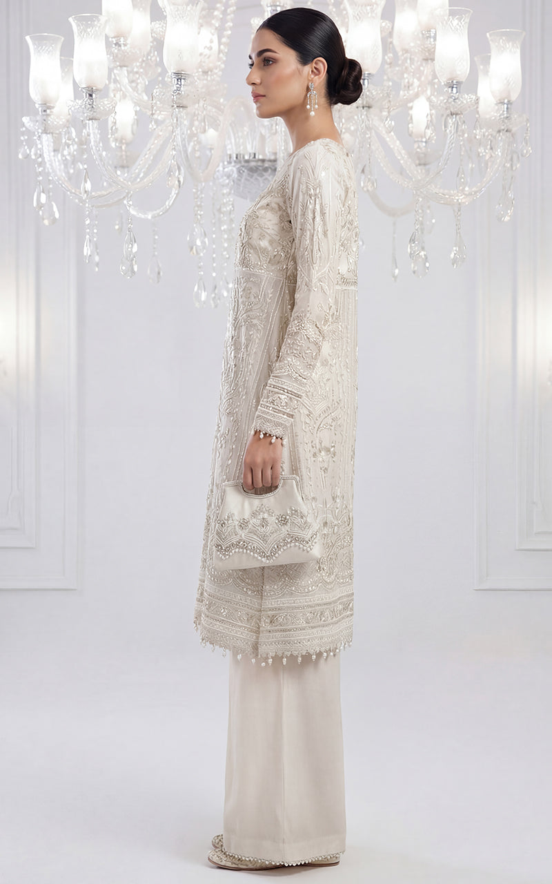 Unstitched Ornate Ivory Ensemble