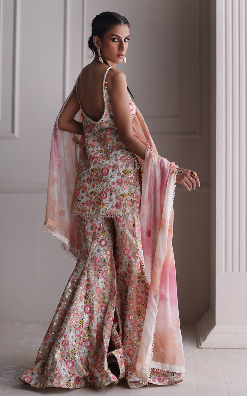 Embroidered Shirt With Gharara