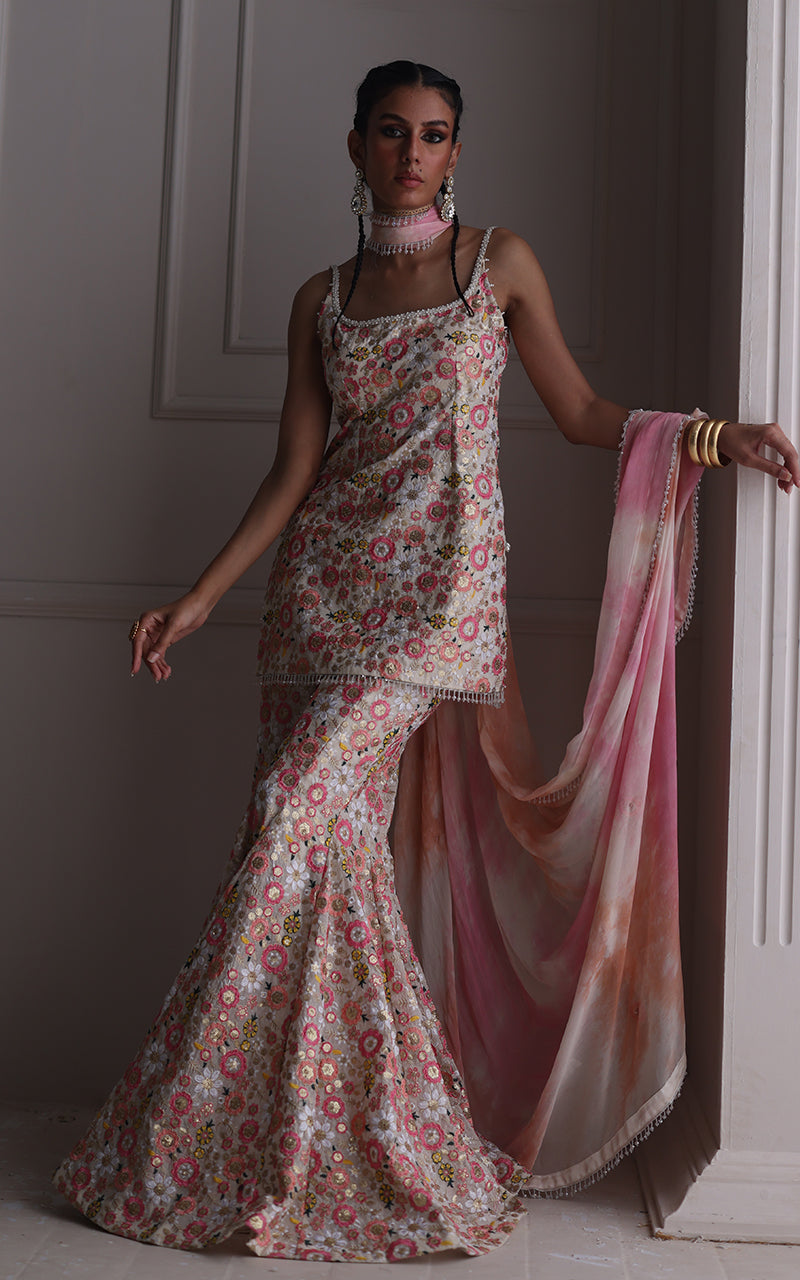 Embroidered Shirt With Gharara