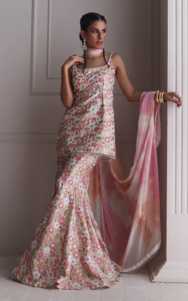 Embroidered Shirt With Gharara