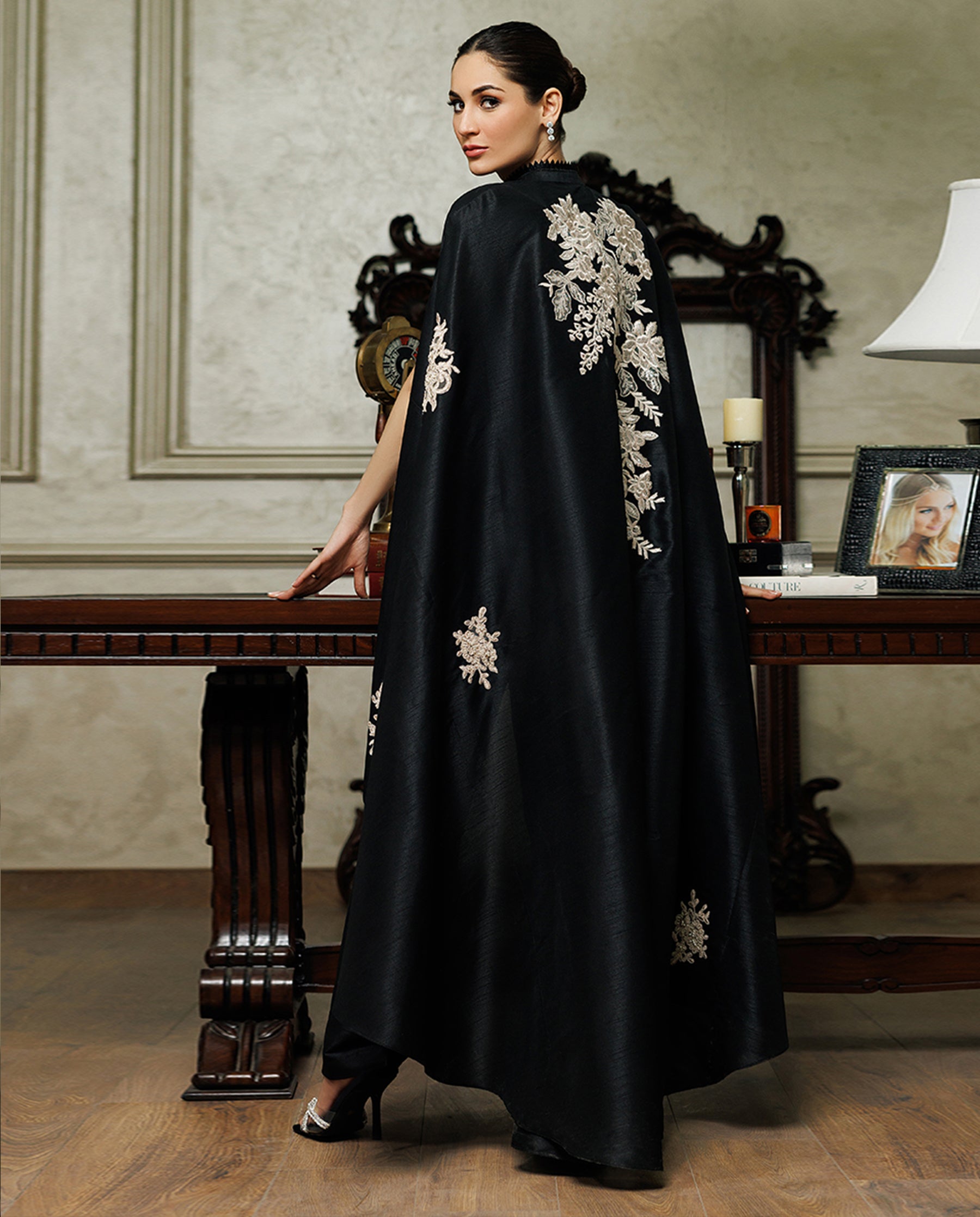 Embroidered Cape With Trouser