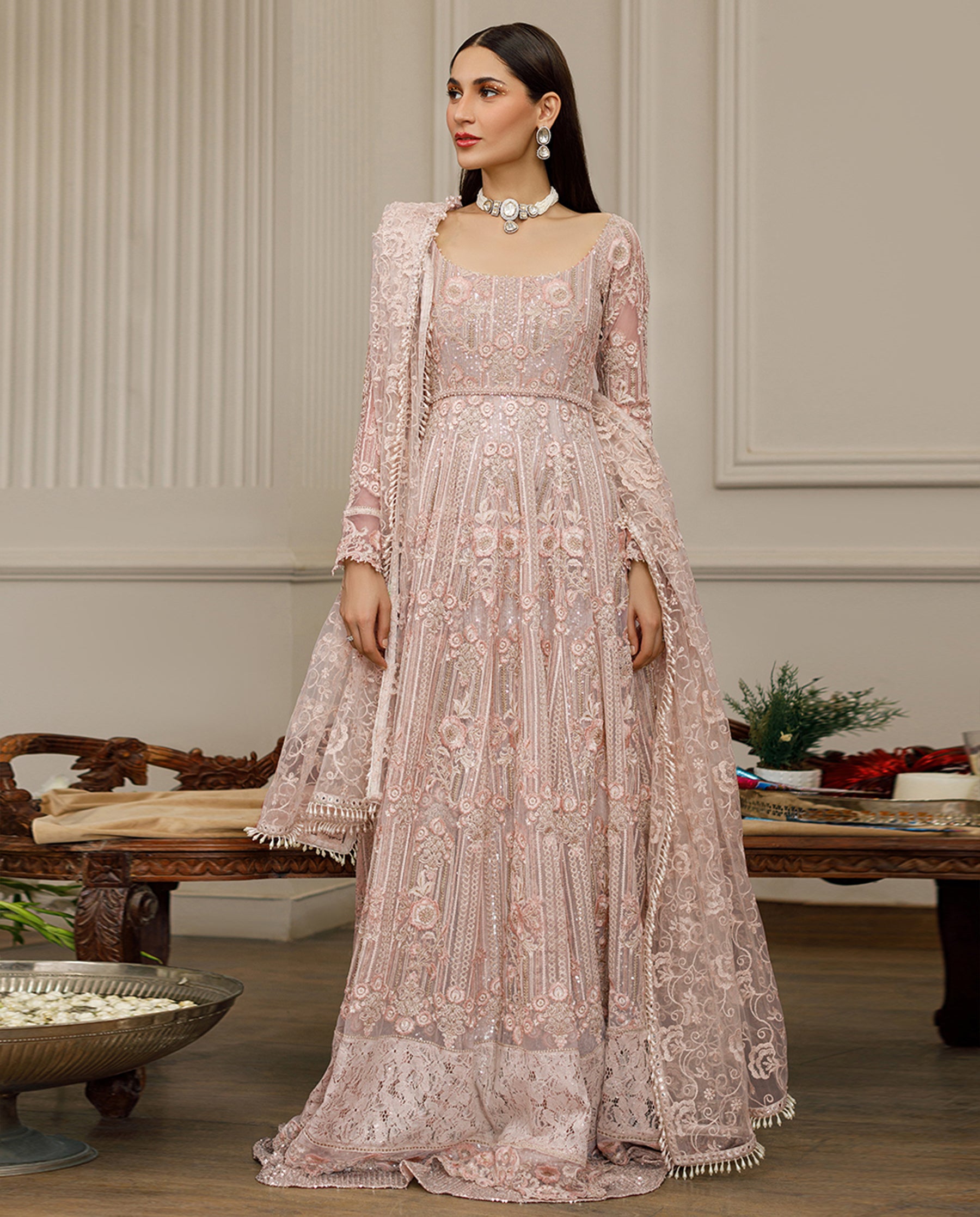 Net Embroidered Maxi
